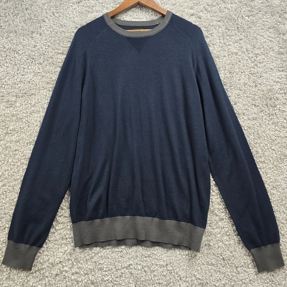 Goodman‎ Mens Wool Blend Pullover Sweater Size L Blue Casual Preppy Repair